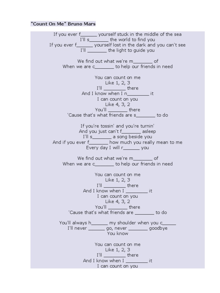 First Conditional Count On Me | PDF