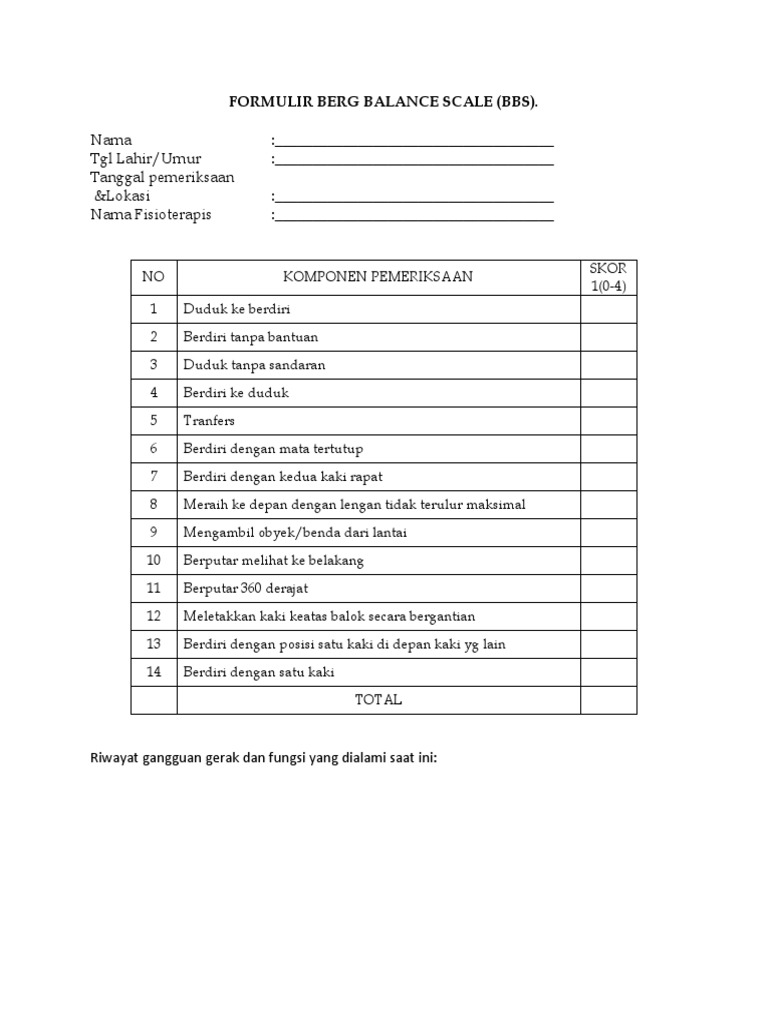 Form Berg Balance Scale PDF