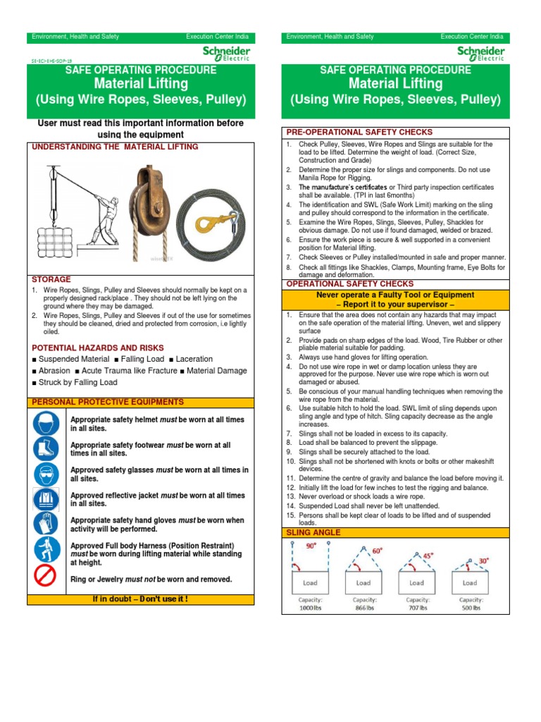 Material Lifting Safety Procedures | PDF | Rope | Personal Protective ...