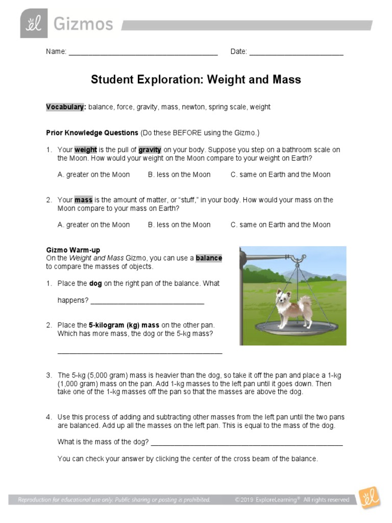 Understanding the Relationship Between Weight, Mass, and Gravity on Different PDF