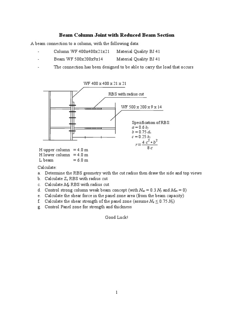 RBS Design for Beam-Column Connection | PDF | Beam (Structure) | Solid ...