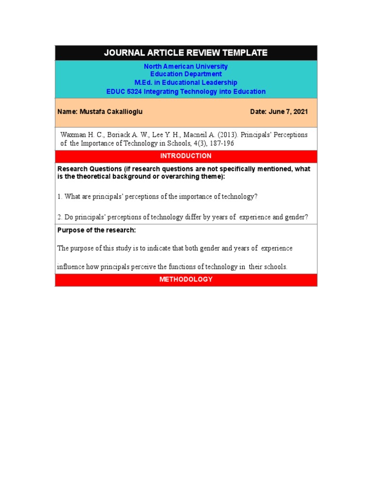 Principals' Views on Educational Technology | PDF | Data | Perception