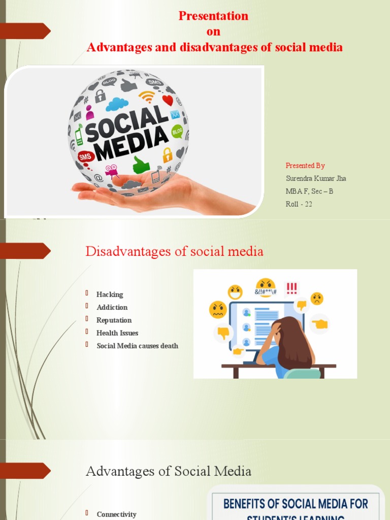 Presentation On Advantages and Disadvantages of Social Media | PDF