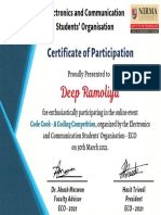 Certificate of Participation: Deep Ramoliya