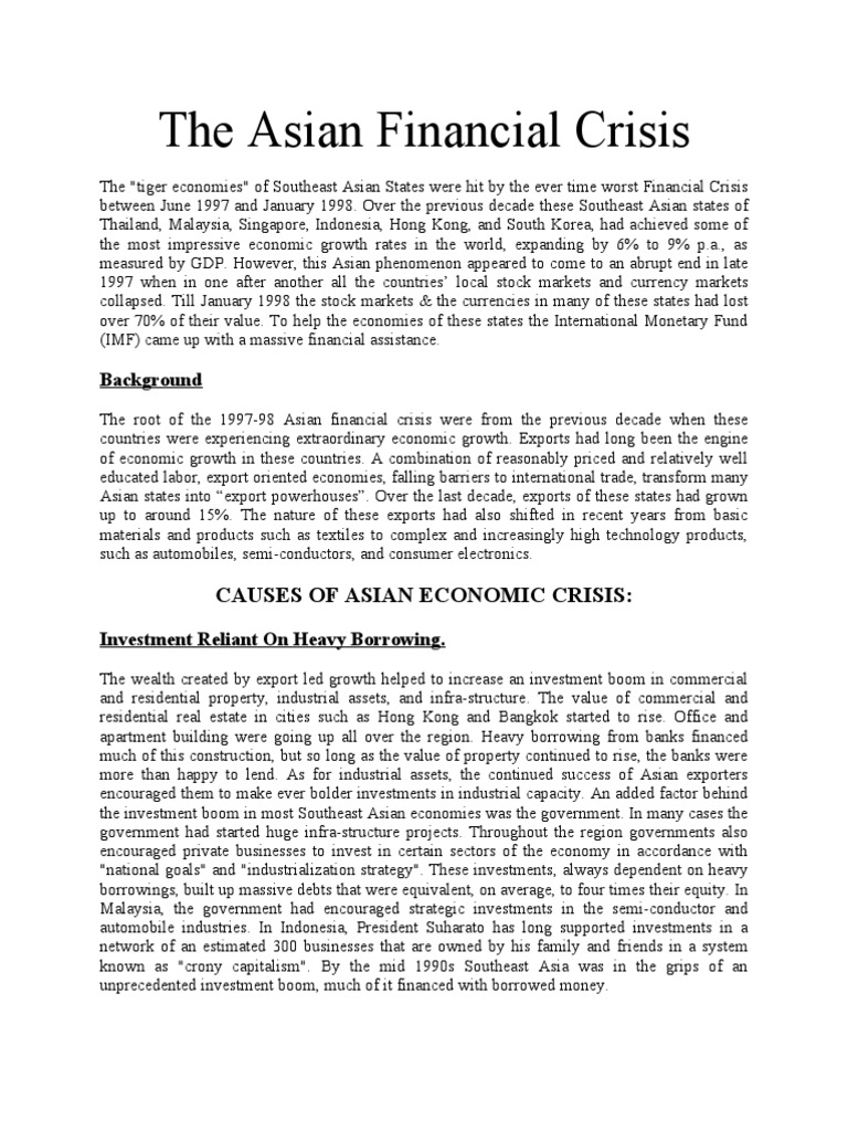 The Asian Financial Crisis | PDF | 1997 Asian Financial Crisis ...