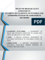Principles of High Quality Assessment: Clarifying Learning Outcomes (39