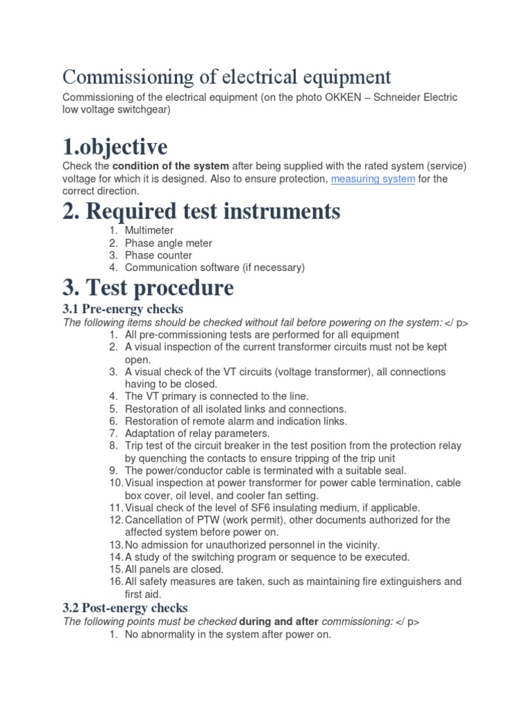 Commissioning of Electrical Equipment PDF Relay Transformer