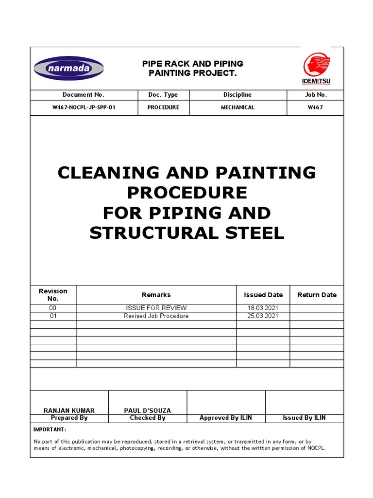 Painting Procedure For Structural Steel Rev 00 | PDF | Pipe (Fluid ...