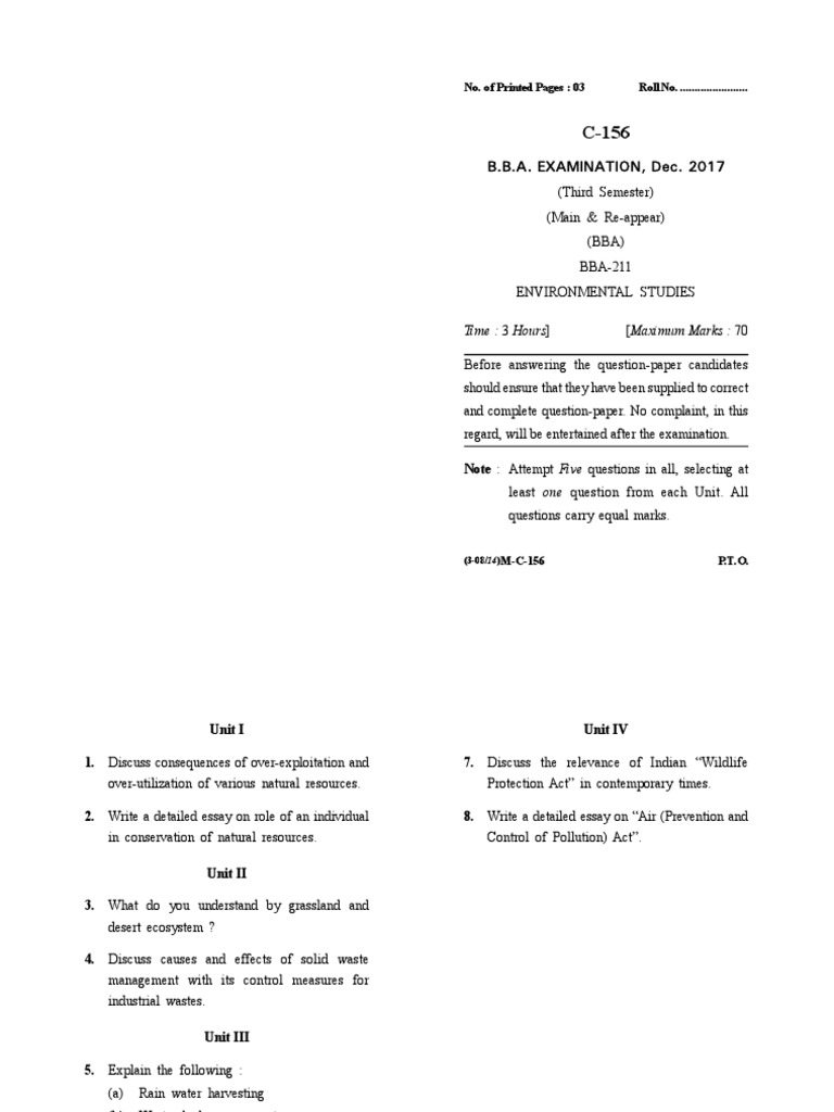 B.B.A. EXAMINATION, Dec. 2017: No. of Printed Pages: 03 Roll No