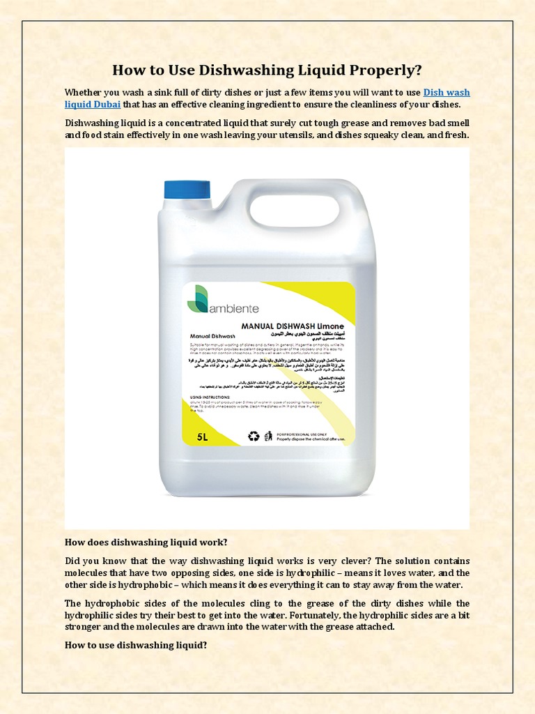 How To Use Dishwashing Liquid Properly | PDF | Cookware And Bakeware ...