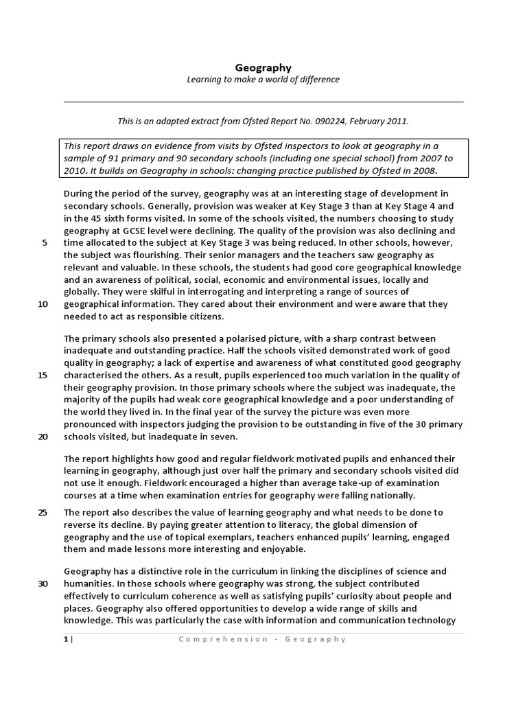 Promoting High Quality Geography Insights from an Ofsted Report PDF