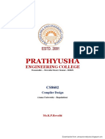 PRATHYUSHA ENGINEERING COLLEGE Compiler Design Notes