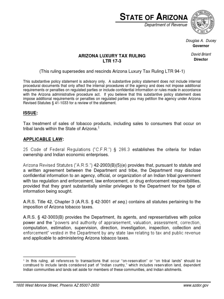 Arizona Tobacco Luxury Tax Ruling | PDF | Indian Reservation
