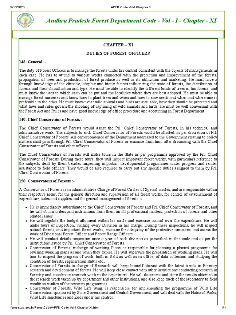 Duties of Andhra Pradesh Forest Officers | PDF | Forests | Conservation