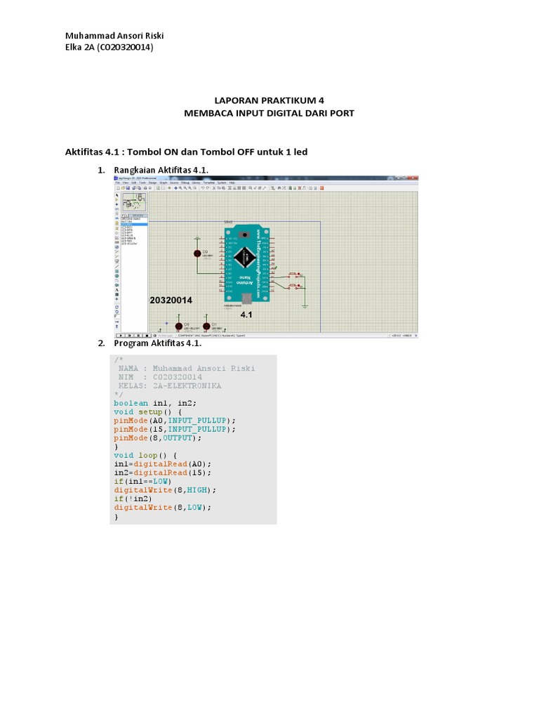Coding Arduino Beserta Rangkaian | PDF