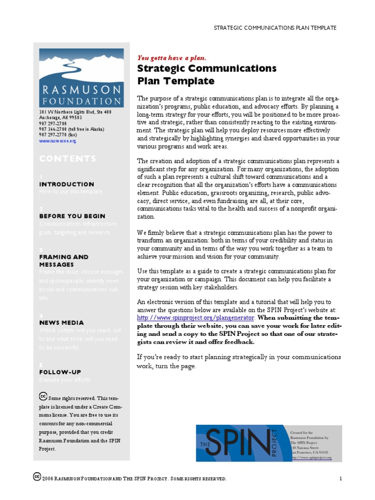 Strategic Communications Plan Template: You Gotta Have A Plan | PDF ...