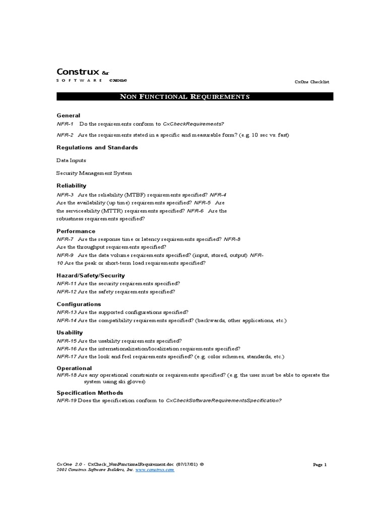 Non Functional Requirements | PDF