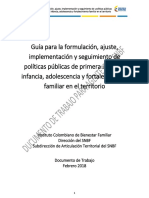 Guía para La Formulación, Ajuste, Implementación y Seguimiento de La Política Pública de Primera Infancia en El Territorio