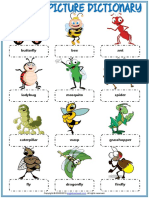 Insects Vocabulary Esl Picture Dictionary Worksheet For Kids