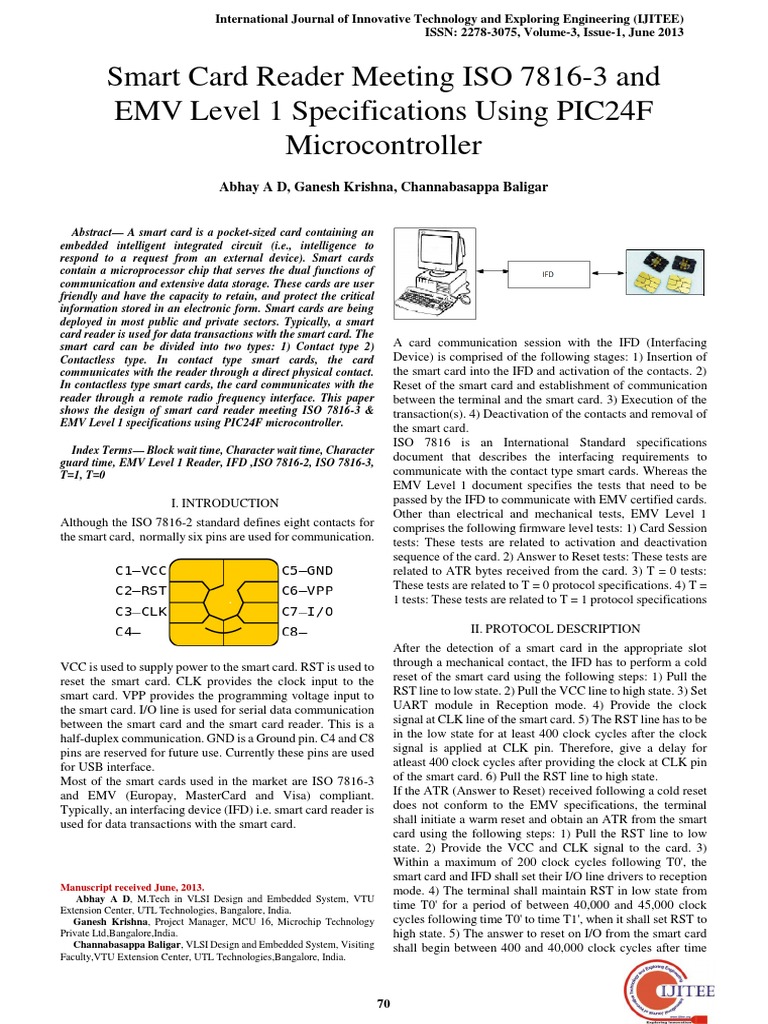 Smart Card Reader Meeting ISO 78163 and EMV Level 1 Specifications
