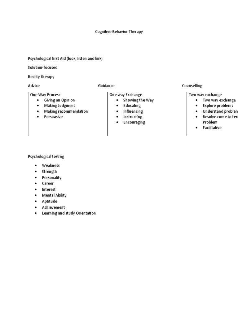 Cognitive Behavior Therapy | PDF