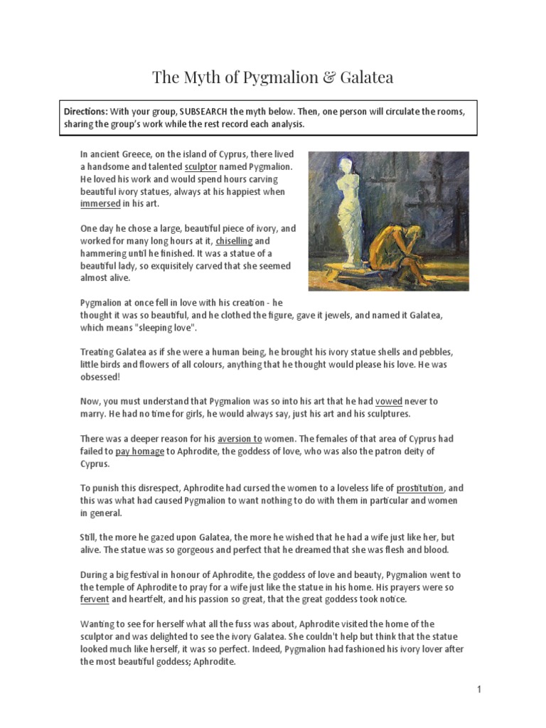 The Myth of Pygmalion & Galatea | PDF | Aphrodite | Sculpture