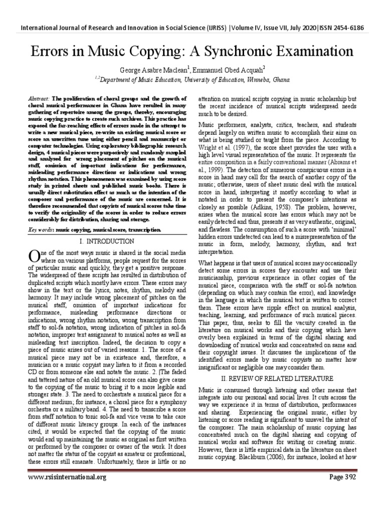 Note On How To Detect Errors in Music | PDF | Sheet Music | Musical ...