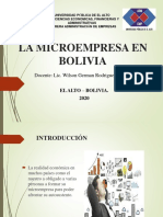 La Microempresa en Bolivia: Docente: Lic. Wilson German Rodriguez Valdivia