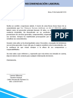 Carta de Recomendación Laboral Coltur