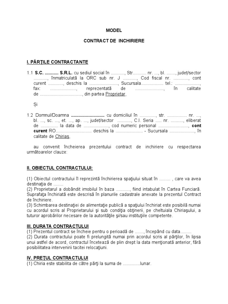 7 Model Contract de Inchiriere PDF