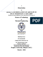 Dissertation Design and Simulation of Air Flow in Hvac System of A Car Cabin Master of Technology Thermal Engineering