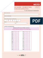 Avaliação trimestral de matemática e artes para alunos do 7o ano