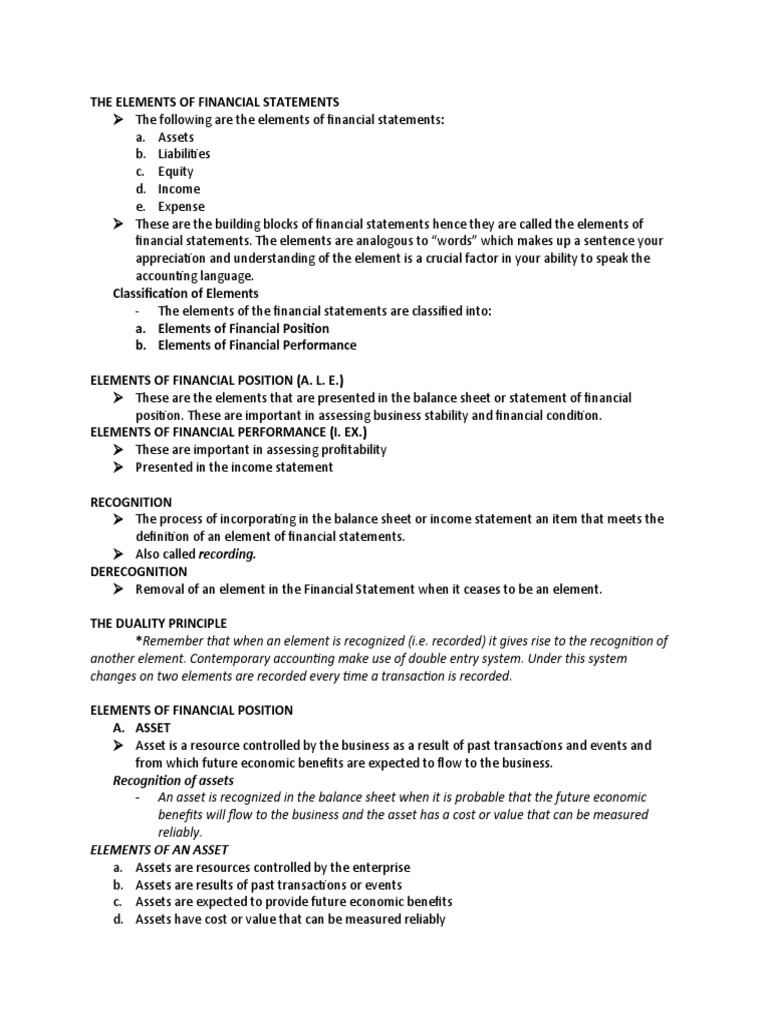 The Elements of Financial Statements | PDF | Equity (Finance) | Income