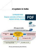 Patent System in India: O.Prasad Rao Deputy Controller of Patents and Designs Patent Office, Chennai