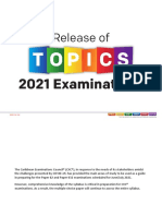 CXC Release of Topics for JuneJuly 2021 Examinations_7 May 2021