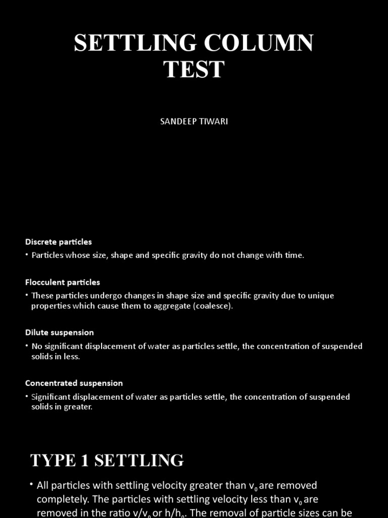 Settling Column Test Procedure Overview | PDF | Suspension (Chemistry ...