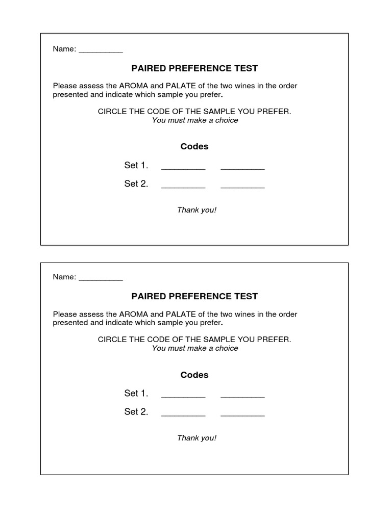 Wine Aroma and Palate Preference Test | PDF | Cooking, Food & Wine ...