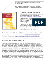 Culture, Sport, Society: To Cite This Article: John Horne (1999) Soccer in Japan: Is Wa All You Need?