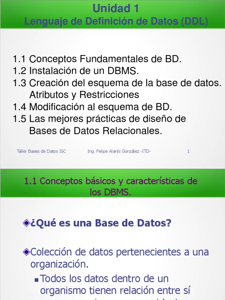 Introducción a DBMS y DDL en Bases de Datos | PDF | SQL | Bases de datos