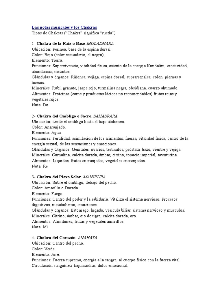 Las Notas Musicales y Los Chakras | PDF