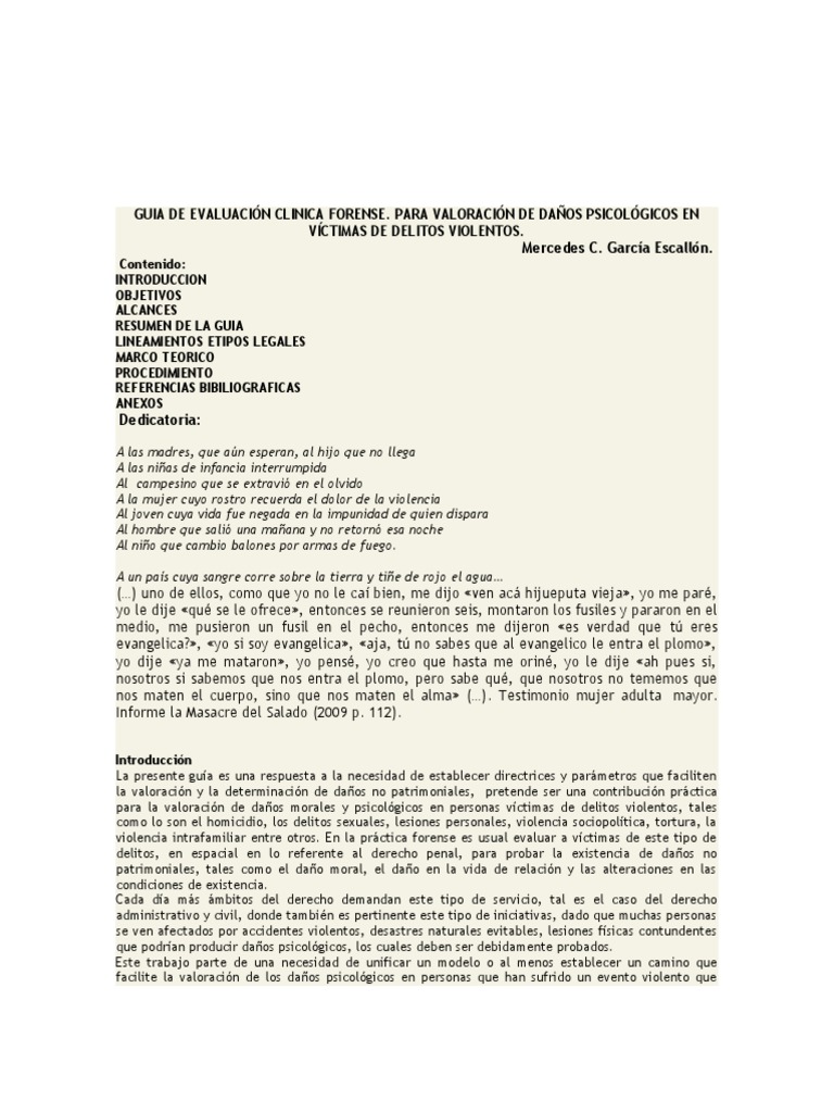 Guia de Evaluación Clinica Forense Mercedes Garcia | PDF | La violencia ...