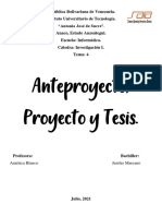 Investigación Acerca Del Proyecto y Anteproyecto y Tesis