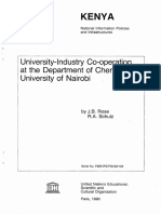 Niversity-L Ndustry Co-Operation at The Department Chemistry, University of Nairobi