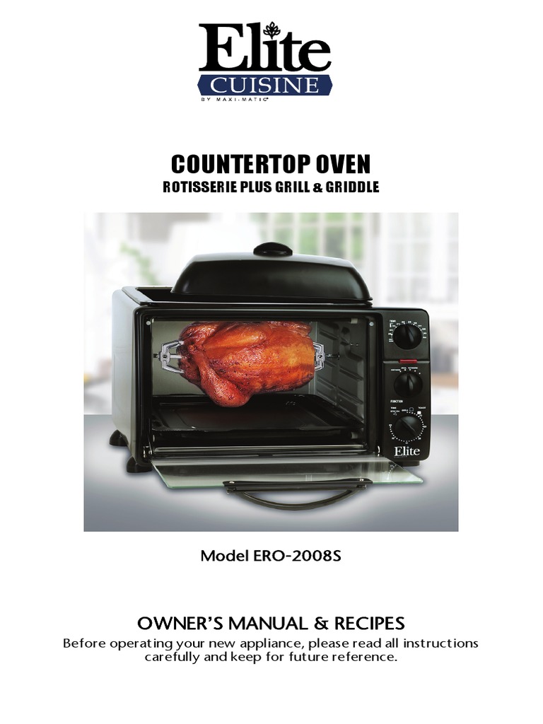 Elite Cuisine Toaster Oven PDF Grilling Roasting