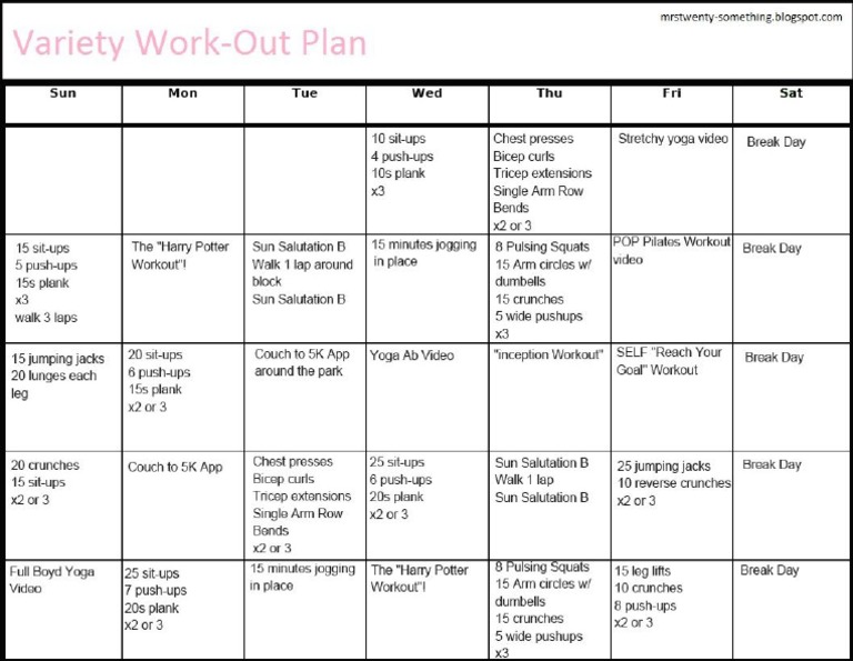 30Day Fitness Plan Template PDF