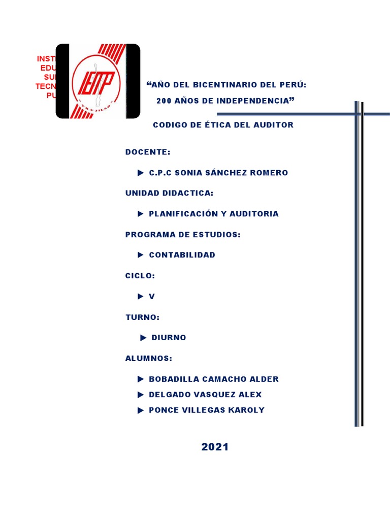 Código de Ética del Auditor Interno | PDF | Auditoría | Contralor