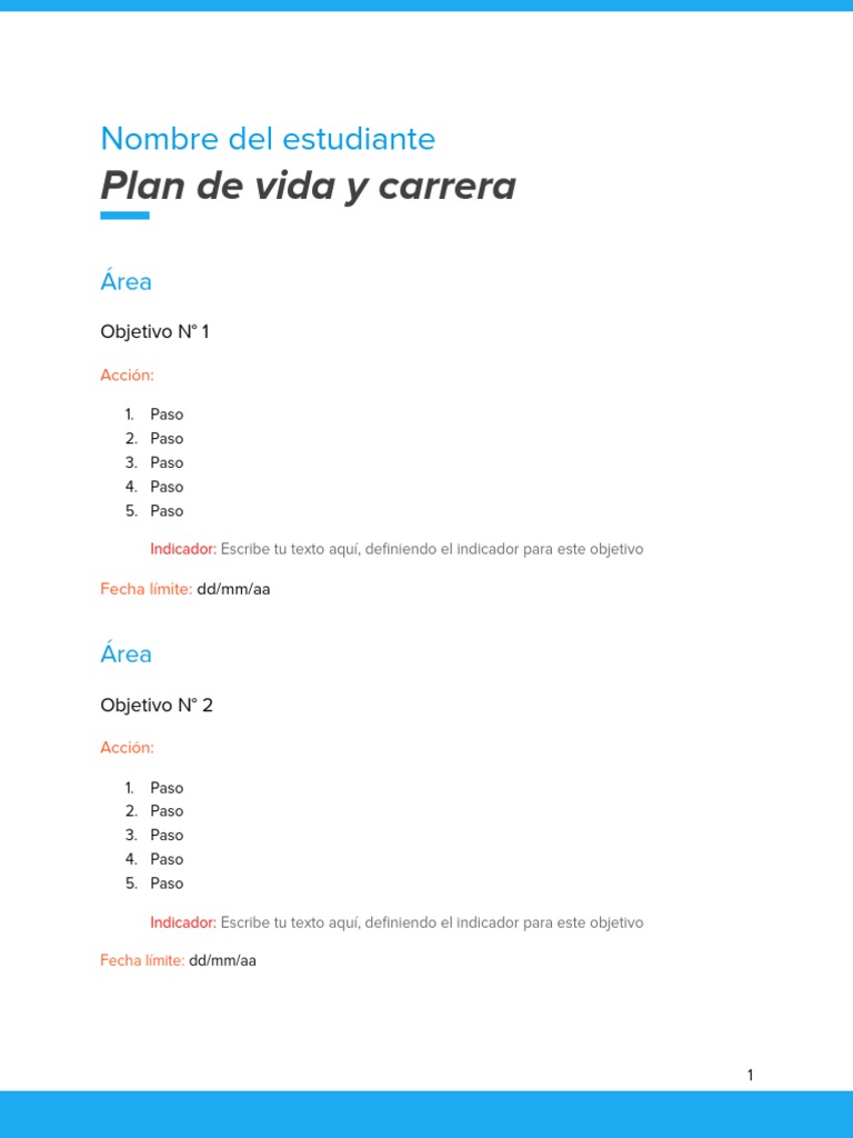 Plan de Vida y Carrera Estudiantil | PDF