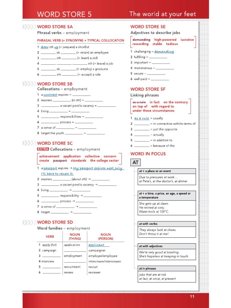 Word Store 5 - The World at Your Feet | PDF
