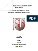 Universidad Privada San Juan Bautista: Facultad de Ciencias de La Salud Programa Académico de Psicologia