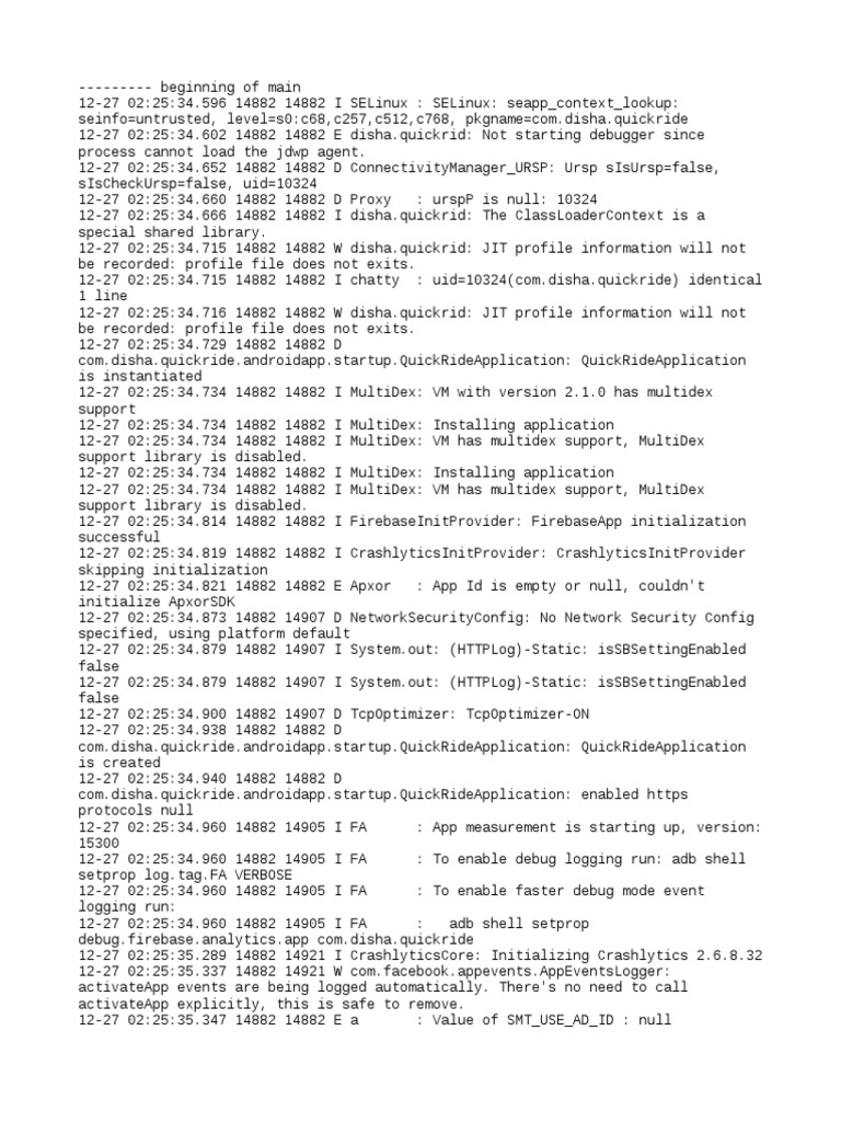 QuickRide logcatBackUp | PDF | Computer Architecture | Computer Networking